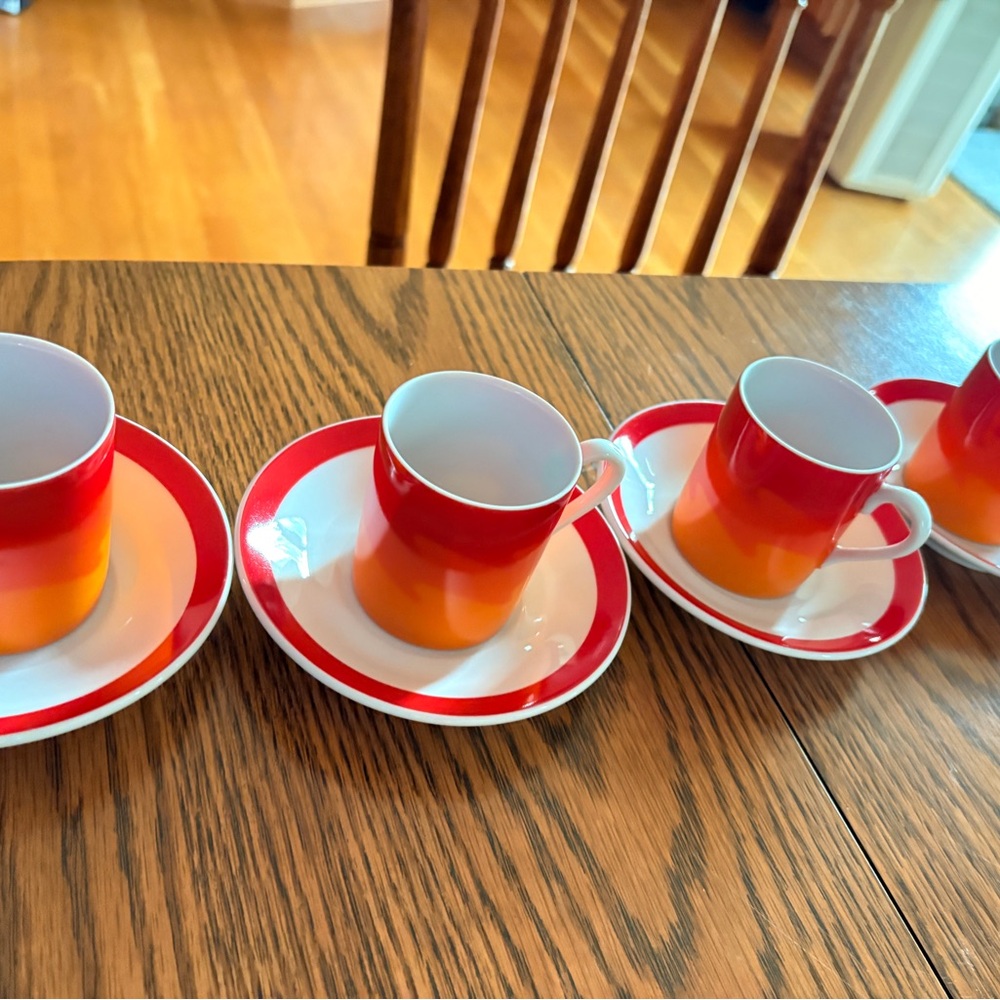 Vibrant Red and Orange Coffee Cup Set
